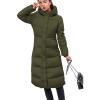 imageFlygo Womens Winter Long Add Down Quilted Coat Hooded Puffer JacketArmy Green
