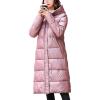 imageFlygo Womens Winter Long Down Coats Hooded Quilted Parka Puffer JacketPink