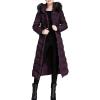 imageFlygo Womens Winter Warm Fur Hooded Maxi Long Down Jacket Parka Puffer CoatPurple