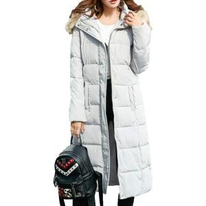 imageFlygo Women Winter Warm Faux Fur Hooded Down Quilted Puffer Jacket Parka CoatGrey