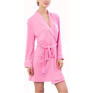 imageFlygo Womens Lightweight Knit Cotton Blend Robes Spa Hotel BathrobeFuchsia