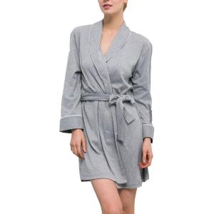 imageFlygo Womens Lightweight Knit Cotton Blend Robes Spa Hotel BathrobeGrey