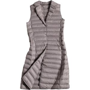 imageFlygo Womens Mid Long Down Vest Lightweight Padded Quilted Puffer Jacket OutwearDarkkhaki