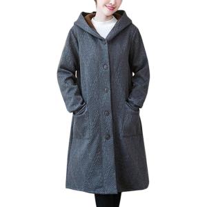 imageFlygo Womens Thicken Hooded Puffer Jacket Loose Fit Mid Length Parka Coat CardiganGrey