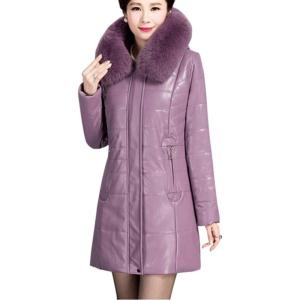 imageFlygo Womens Thicken Quilted Down Puffer Jacket with Removable Faux Fur Trim HoodPink