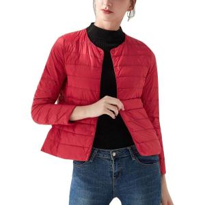 imageFlygo Womens Ultra Light Packable Down Jacket Puffer CoatRed