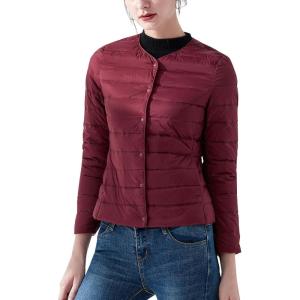 imageFlygo Womens Ultra Light Packable Down Jacket Puffer CoatWine Red