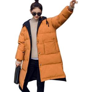 imageFlygo Womens Winter Casual MidLong Quilted Puffer Down Coats Thicken Warm Outerwear JacketsCaramel