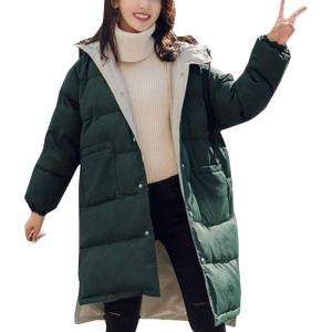 imageFlygo Womens Winter Casual MidLong Quilted Puffer Down Coats Thicken Warm Outerwear JacketsDark Green