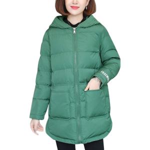 imageFlygo Womens Winter Casual Thicken Warm Puffer Hooded MidLong Cotton Down Coat Full Zip Outerwear JacketsGreen