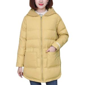 imageFlygo Womens Winter Casual Thicken Warm Puffer Hooded MidLong Cotton Down Coat Full Zip Outerwear JacketsYellow