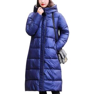 imageFlygo Womens Winter Long Down Coats Hooded Quilted Parka Puffer JacketBlue