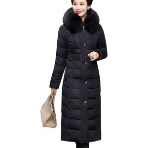imageFlygo Womens Winter Warm Faux Fur Hooded Down Coat Parka Outcoat Puffer JacketBlack