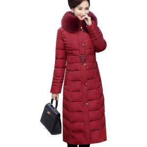 imageFlygo Womens Winter Warm Faux Fur Hooded Down Coat Parka Outcoat Puffer JacketRed