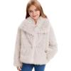 imageFlygo Girls Faux Fur Coat Kids Fluffy Long Sleeve Lapel Collar Open Front Jacket Warm Winter Shaggy Outwear with PocketsApricot