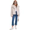 imageFlygo Girls Faux Fur Coat Kids Fluffy Long Sleeve Lapel Collar Open Front Jacket Warm Winter Shaggy Outwear with PocketsApricot