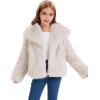 imageFlygo Girls Faux Fur Coat Kids Fluffy Long Sleeve Lapel Collar Open Front Jacket Warm Winter Shaggy Outwear with PocketsApricot