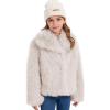 imageFlygo Girls Faux Fur Coat Kids Fluffy Long Sleeve Lapel Collar Open Front Jacket Warm Winter Shaggy Outwear with PocketsApricot