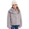 imageFlygo Girls Faux Fur Coat Kids Fluffy Long Sleeve Lapel Collar Open Front Jacket Warm Winter Shaggy Outwear with PocketsLightkhaki