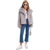 imageFlygo Girls Faux Fur Coat Kids Fluffy Long Sleeve Lapel Collar Open Front Jacket Warm Winter Shaggy Outwear with PocketsLightkhaki