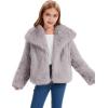 imageFlygo Girls Faux Fur Coat Kids Fluffy Long Sleeve Lapel Collar Open Front Jacket Warm Winter Shaggy Outwear with PocketsLightkhaki
