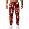 imageFlygo Mens Camo Joggers Pants Casual Cotton Workout Active Cargo Sweatpants with PocketsRed