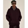 imageFlygo Mens Hoodie Oversized Fleece Pullover Fashion Hoodies Casual Active Long Sleeve Hooded SweatshirtBurgundy