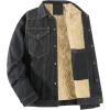 imageFlygo Mens Sherpa Fleece Lined Denim Jackets Winter Warm Snap Turn Down Collar Trucker Jacket Cowboy Thicken Heavy Duty CoatBlack