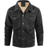 imageFlygo Mens Sherpa Fleece Lined Denim Jackets Winter Warm Snap Turn Down Collar Trucker Jacket Cowboy Thicken Heavy Duty CoatBlack
