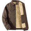 imageFlygo Mens Sherpa Fleece Lined Denim Jackets Winter Warm Snap Turn Down Collar Trucker Jacket Cowboy Thicken Heavy Duty CoatBrown