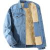 imageFlygo Mens Sherpa Fleece Lined Denim Jackets Winter Warm Snap Turn Down Collar Trucker Jacket Cowboy Thicken Heavy Duty CoatLightblue