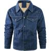 imageFlygo Mens Sherpa Fleece Lined Denim Jackets Winter Warm Snap Turn Down Collar Trucker Jacket Cowboy Thicken Heavy Duty CoatNavyblue