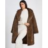 imageFlygo Womens Long Faux Fur Coats Winter Fluffy Open Front Luxury Overcoat Shaggy Lapel Long Sleeve Fuzzy Warm Cardigan JacketBrown