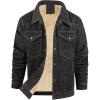 imageFlygo Mens Sherpa Fleece Lined Denim Jackets Winter Warm Snap Turn Down Collar Trucker Jacket Cowboy Thicken Heavy Duty CoatBlack