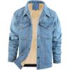 imageFlygo Mens Sherpa Fleece Lined Denim Jackets Winter Warm Snap Turn Down Collar Trucker Jacket Cowboy Thicken Heavy Duty CoatLightblue