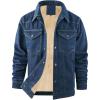 imageFlygo Mens Sherpa Fleece Lined Denim Jackets Winter Warm Snap Turn Down Collar Trucker Jacket Cowboy Thicken Heavy Duty CoatNavyblue