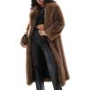 imageFlygo Womens Long Faux Fur Coats Winter Fluffy Open Front Luxury Overcoat Shaggy Lapel Long Sleeve Fuzzy Warm Cardigan JacketBrown