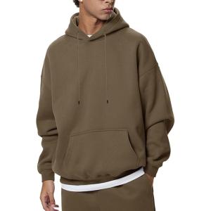 imageFlygo Mens Hoodie Oversized Fleece Pullover Fashion Hoodies Casual Active Long Sleeve Hooded SweatshirtCoffee