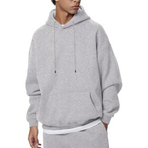 imageFlygo Mens Hoodie Oversized Fleece Pullover Fashion Hoodies Casual Active Long Sleeve Hooded SweatshirtGrey Heather