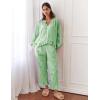 imageFlygo Womens Plaid Pajamas Sets 2 Piece Cotton Pj Set Puff Sleeve Ruffle Babydoll Shirt Gingham Pants Lounge SetsLight Green