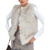 imageFlygo Faux Fur Vest Women Sleeveless Faux Fur Jacket Furry Open Front Cardigan Top Fluffy Winter Vest OuterwearBeige
