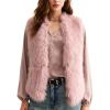 imageFlygo Faux Fur Vest Women Sleeveless Faux Fur Jacket Furry Open Front Cardigan Top Fluffy Winter Vest OuterwearPink