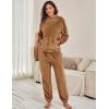 imageFlygo Womens Fluffy Pajamas Sets Fleece Loungewear Pullover Bear Ear Fuzzy Hoodie Plush Pants 2 Piece Sleepwear with PocketsBrown