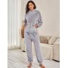 imageFlygo Womens Fluffy Pajamas Sets Fleece Loungewear Pullover Bear Ear Fuzzy Hoodie Plush Pants 2 Piece Sleepwear with PocketsGrey