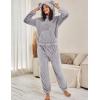 imageFlygo Womens Fluffy Pajamas Sets Fleece Loungewear Pullover Bear Ear Fuzzy Hoodie Plush Pants 2 Piece Sleepwear with PocketsGrey