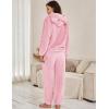 imageFlygo Womens Fluffy Pajamas Sets Fleece Loungewear Pullover Bear Ear Fuzzy Hoodie Plush Pants 2 Piece Sleepwear with PocketsLightpink