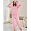 imageFlygo Womens Fluffy Pajamas Sets Fleece Loungewear Pullover Bear Ear Fuzzy Hoodie Plush Pants 2 Piece Sleepwear with PocketsLightpink