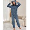 imageFlygo Womens Fluffy Pajamas Sets Fleece Loungewear Pullover Bear Ear Fuzzy Hoodie Plush Pants 2 Piece Sleepwear with PocketsNavy