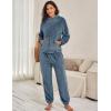 imageFlygo Womens Fluffy Pajamas Sets Fleece Loungewear Pullover Bear Ear Fuzzy Hoodie Plush Pants 2 Piece Sleepwear with PocketsNavy
