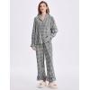 imageFlygo Womens Gingham Pajamas Sets Cotton Plaid Pjs Ruffled Sleeve Button Down Shirt Pants Y2k 2 Piece Lounge SetBlack